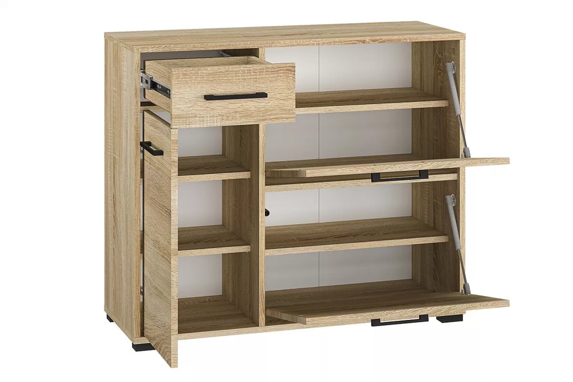 Skříňka na boty Migoz 90 cm třídveřová se zásuvkou - dub sonoma světlý Komoda na boty