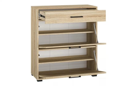 Botník Migoz 80 cm s výklopnými dvířky a zásuvkou - dub sonoma světlý Komoda na boty