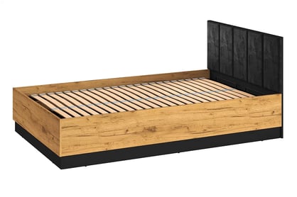 Posteľ Kawana 09 - 120x200 cm s úložným priestorom a roštom - čierny / craft zlaté