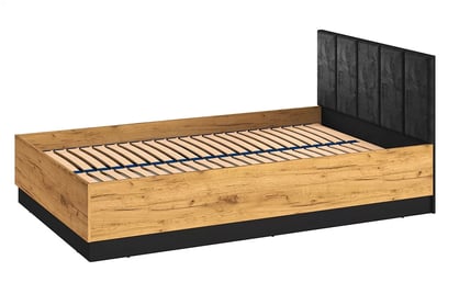 Posteľ Kawana 09 - 120x200 cm s roštom - čierny / craft zlaté