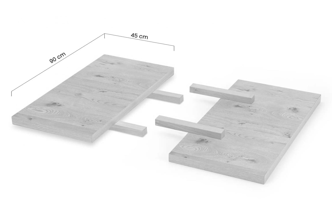 Extensii de masa Salvio 45x90cm, set de 2 - stejar deschis / negru Przedluzki do stolu Massive 45x90cm komplet 2 szt. - clar stejar / negru