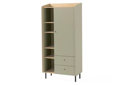 Bibliotecă Wodi 80 cm cu sertare - eucalipt / dąb baltic dune