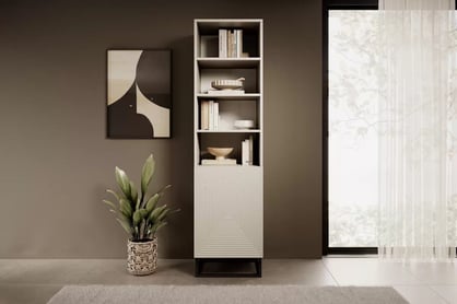 Bibliotecă Asha 50 cm pe picioare din metal negru - cașmir regal do camere