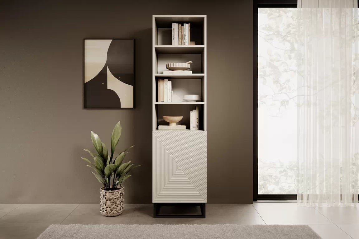 Bibliotecă Asha 50 cm pe picioare din metal negru - cașmir regal do camere