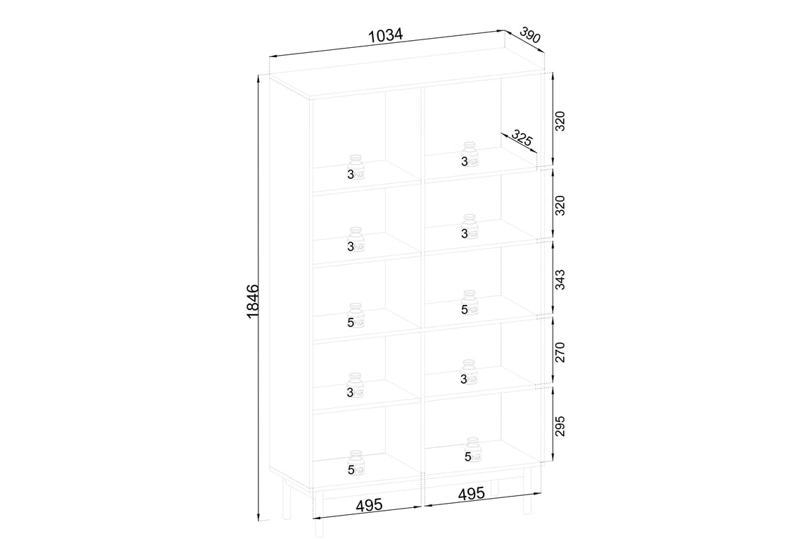 Regál Jolinio 104 cm - dub linea / černé nožky Regál dna ksiazki Jolinio 104 cm - dub linea / černá Nohy