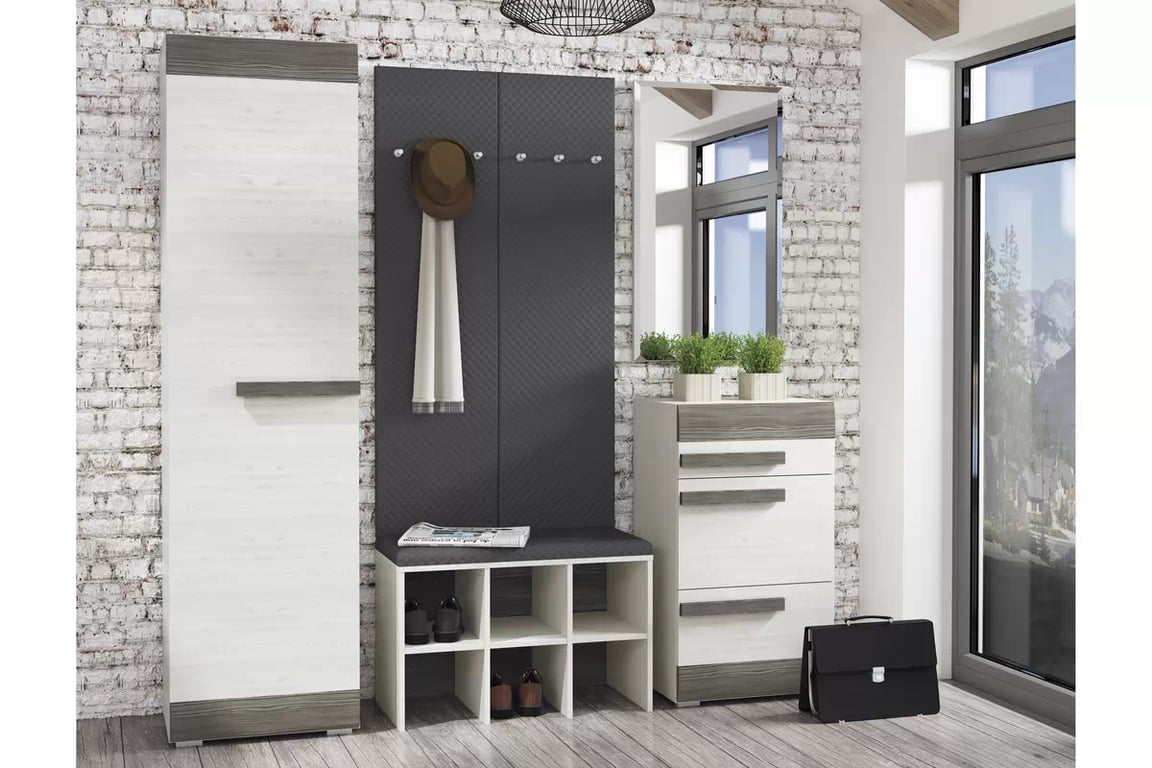 Dulap Tonemo 03, 55 cm - pin de zăpadă / new grey Regal ușă simplă Blanco 03 - 55 cm - pin sniezna / new grey