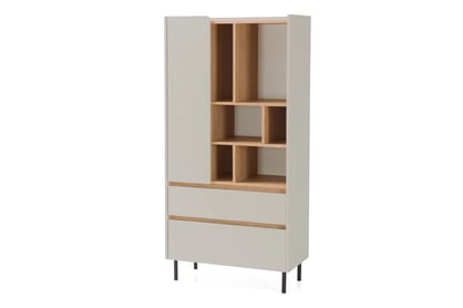 Vysoká komoda Azalio 80 cm - béžová / dub olejovaný