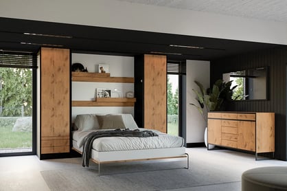 Regál Modern Loft R k vertikálnej sklápacej posteli - čierna / dub lancelot Sklápacia posteľ loft 