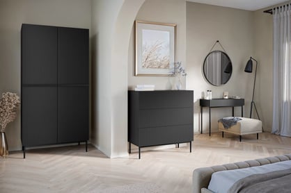 Dulap Nicole cu picioare și mânere metalice 100 cm - negru mat / picioare negre Safa Nicole 100 cm z metalowymi nogami i uchwytami - negru mat / picioare negru