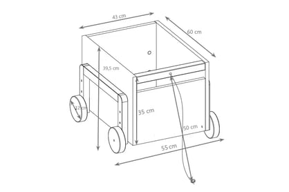 Silia játéktároló láda 55 cm kerekeken - alpesi fehér / tölgy TÁROLÁS a játékoknak Silia 55 cm na kolkach - biel alpesi / dab