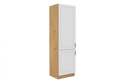 Vysoká kuchyňská skříňka Estella 60LO-210 pro vestavnou lednici - bílý mat / dub artisan