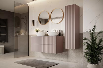 Raft de baie suspendat Nicole 140 cm - MDF roz antichizat rafturi wiszacy Nicole 140 cm z ryflowanym frontem - antic roz