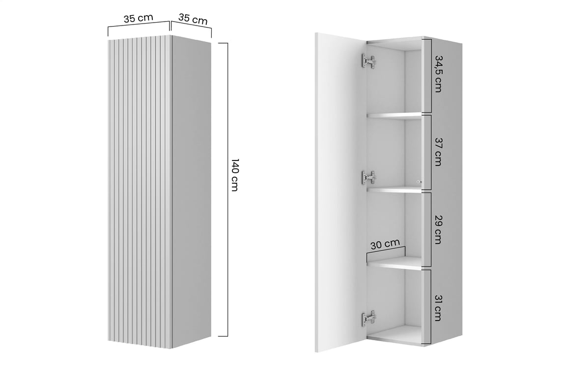 Raft suspendat pentru baie Nicole 140 cm - alb mat rafturi wiszacy Nicole 140 cm z ryflowanym frontem - alb mat