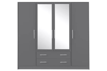 Dulap cu patru uși Smart SRL1 cu două sertare și oglinzi - anthracite