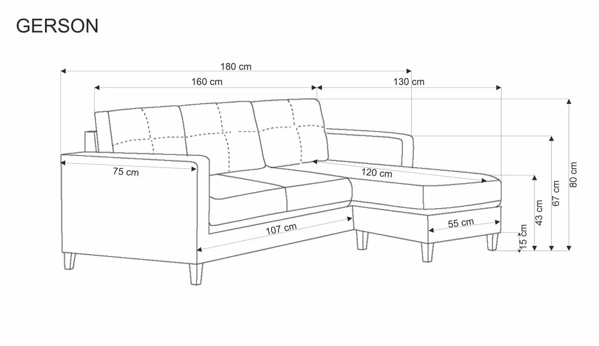 Pohovka Gerson 180 cm z podnožkyem - popelavá Pohovka gerson 180 cm z podnozkiem - popelavá
