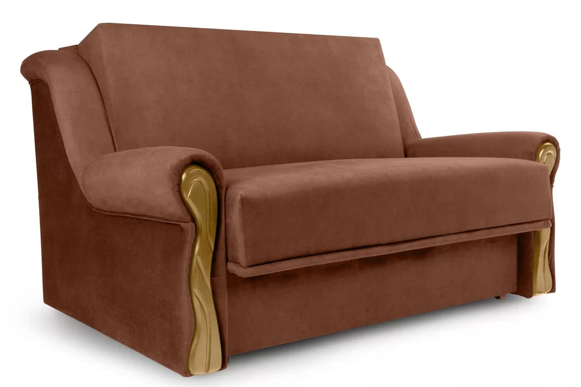 Canapea extensibilă Americanka cu spațiu de depozitare Gosia 105 - catifea maro Kronos 39 / rustic deschis Canapea rozkladana Amerykanka cu spațiu de depozitare Gosia 105 - maro catifea Kronos 39 / clar rustikal 