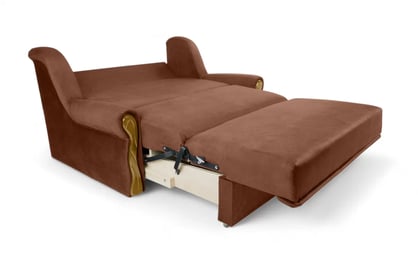 Canapea extensibilă Americanka cu spațiu de depozitare Gosia 105 - catifea maro Kronos 39 / rustic deschis Canapea rozkladana Amerykanka cu spațiu de depozitare Gosia 105 - maro catifea Kronos 39 / clar rustikal 