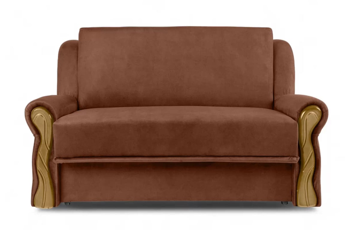 Canapea extensibilă Americanka cu spațiu de depozitare Gosia 105 - catifea maro Kronos 39 / rustic deschis Canapea rozkladana Amerykanka cu spațiu de depozitare Gosia 105 - maro catifea Kronos 39 / clar rustikal 