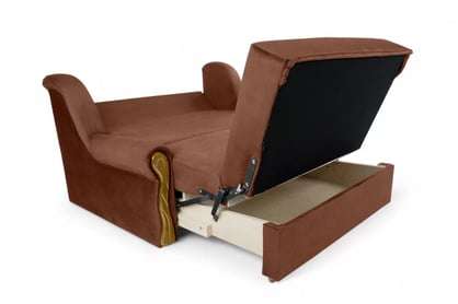 Canapea extensibilă Americanka cu spațiu de depozitare Gosia 105 - catifea maro Kronos 39 / rustic deschis Canapea rozkladana Amerykanka cu spațiu de depozitare Gosia 105 - maro catifea Kronos 39 / clar rustikal 