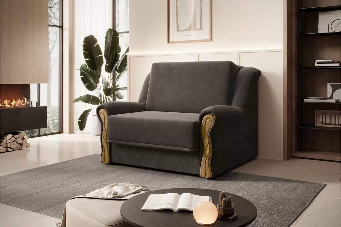 Canapea extensibilă Americanka cu spațiu de depozitare Gosia 105 - catifea maro ușor de curățat Zetta 294 / rustic deschis Canapea rozkladana Amerykanka cu spațiu de depozitare Gosia 105 - maro welwet latwoczyszczacy Zetta 294 / clar rustikal 