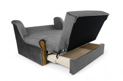Canapea extensibilă Americanka cu spațiu de depozitare Gosia 105 - catifea gri ușor de curățat Zetta 304 / rustic deschis Canapea rozkladana Amerykanka cu spațiu de depozitare Gosia 105 - gri welwet latwoczyszczacy Zetta 304 / clar rustikal 