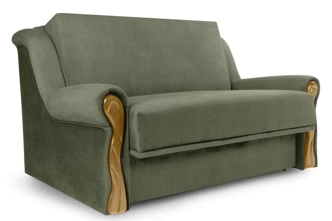 Canapea extensibilă Americanka cu spațiu de depozitare Gosia 105 - catifea verde Kronos 46 / rustic deschis Canapea rozkladana Amerykanka cu spațiu de depozitare Gosia 105 - verde catifea Kronos 46 / clar rustikal 