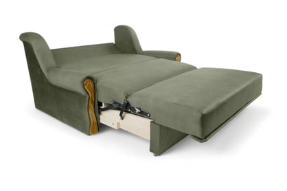 Canapea extensibilă Americanka cu spațiu de depozitare Gosia 105 - catifea verde Kronos 46 / rustic deschis Canapea rozkladana Amerykanka cu spațiu de depozitare Gosia 105 - verde catifea Kronos 46 / clar rustikal 