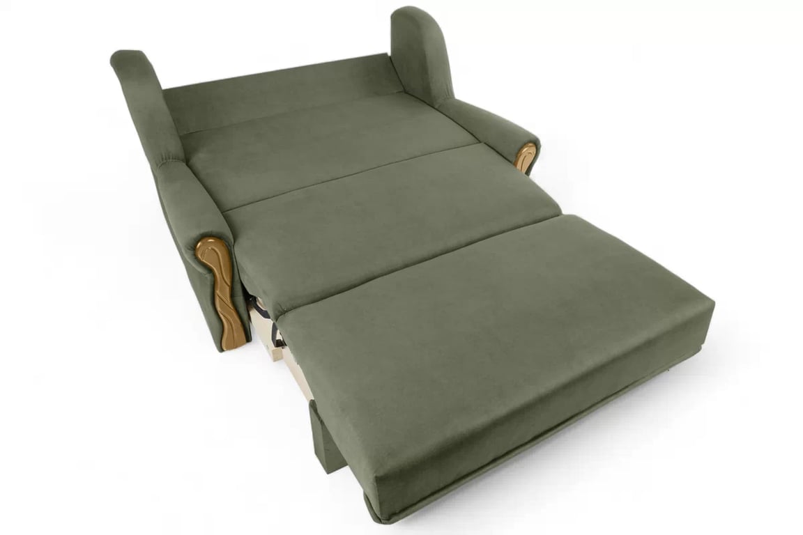 Canapea extensibilă Americanka cu spațiu de depozitare Gosia 105 - catifea verde Kronos 46 / rustic deschis Canapea rozkladana Amerykanka cu spațiu de depozitare Gosia 105 - verde catifea Kronos 46 / clar rustikal 