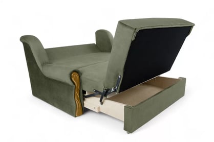 Canapea extensibilă Americanka cu spațiu de depozitare Gosia 105 - catifea verde Kronos 46 / rustic deschis Canapea rozkladana Amerykanka cu spațiu de depozitare Gosia 105 - verde catifea Kronos 46 / clar rustikal 