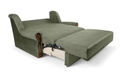 Canapea extensibilă Americanka cu spațiu de depozitare Gosia 105 - catifea verde Kronos 46 / nuc mediu Canapea rozkladana Amerykanka cu spațiu de depozitare Gosia 105 - verde catifea Kronos 46 / sredni nuc 