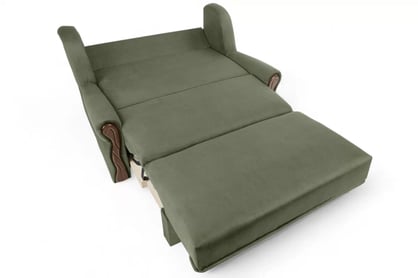 Canapea extensibilă Americanka cu spațiu de depozitare Gosia 105 - catifea verde Kronos 46 / nuc mediu Canapea rozkladana Amerykanka cu spațiu de depozitare Gosia 105 - verde catifea Kronos 46 / sredni nuc 