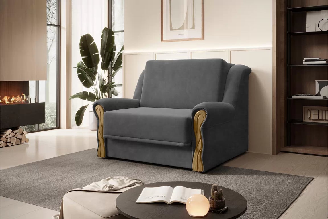 Canapea extensibilă Americanka cu spațiu de depozitare Gosia 83 - catifea gri ușor de curățat Zetta 304 / rustic deschis Canapea rozkladana Amerykanka cu spațiu de depozitare Gosia 83 - gri welwet latwoczyszczacy Zetta 304 / clar rustikal 