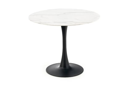 Okrúhly kuchynský stôl AMBROSIO 90 cm - biely mramor / čierna
