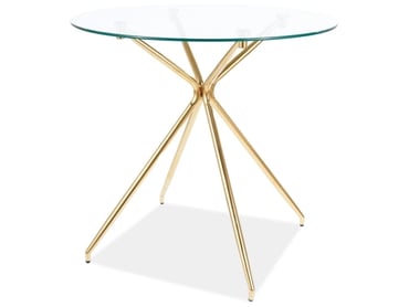 Kulatý konferenční stolek Azalia 80 cm - zlaté nožky / skleněná deska