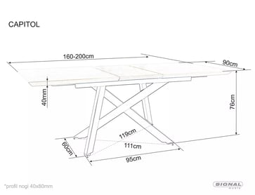 Stůl CAPITOL DUB/černá Podstavec 160(200)X90 stOL capitol dAb/černá stelaZ 160(200)x90