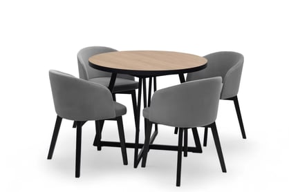 Masă extensibilă Cedrus 105/160 cm stil loft - stejar hikora / negru Stol Cedrus Linear 105/160 cm mansardă rozkladany - stejar hikora / negru