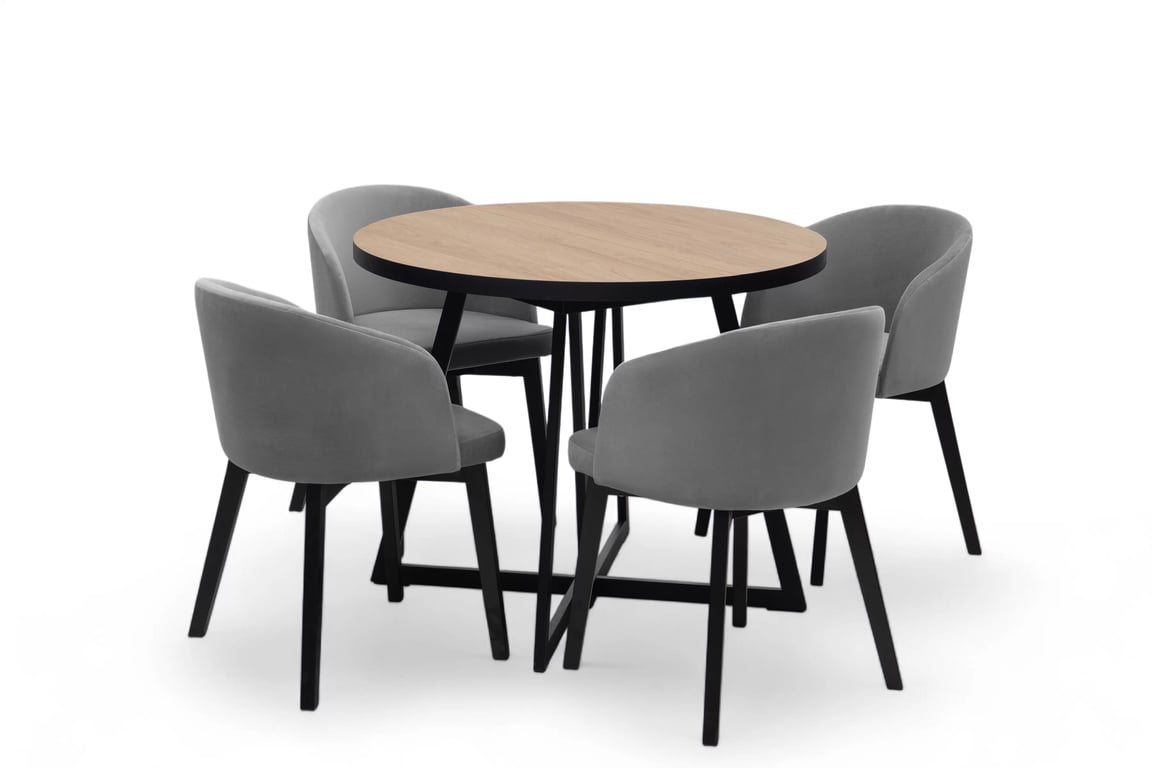 Masă extensibilă Cedrus 105/160 cm stil loft - stejar hikora / negru Stol Cedrus Linear 105/160 cm mansardă rozkladany - stejar hikora / negru