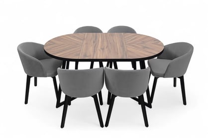 Masă extensibilă Cedrus Rozeta 105/160 cm stil loft - stejar estana / negru Stol Cedrus Rozeta 105/160 cm mansardă rozkladany - stejar estana / negru