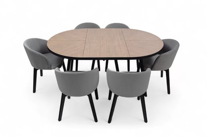 Masă extensibilă Cedrus Rozeta 95/150 cm stil loft - stejar belmont / negru Stol Cedrus Rozeta 95/150 cm mansardă rozkladany - stejar belmont / negru