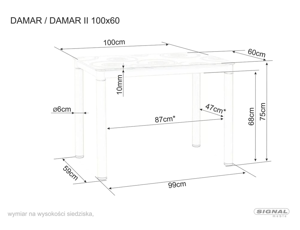 Stůl Damar - šedý - 100x60 stOL damar šedá 100x60