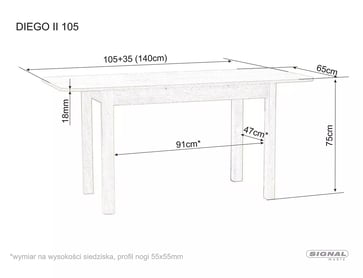 Jedálenský stôl DIEGO II dub SONOMA 105(140)X65 stOL diego ii dAb sonoma 105(140)x65