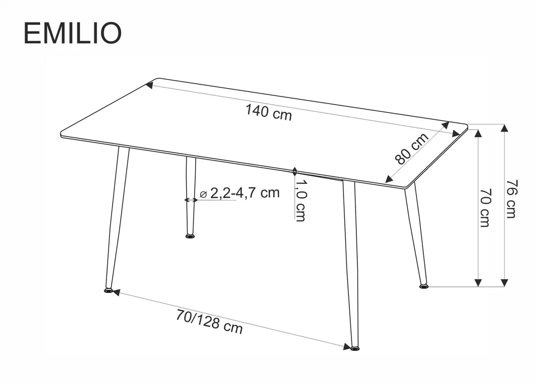 stôl Emilio 120x70 - biely mramor / čierny nožičky stôl emilio 120x70 - Biely mramor / čierny nožičky