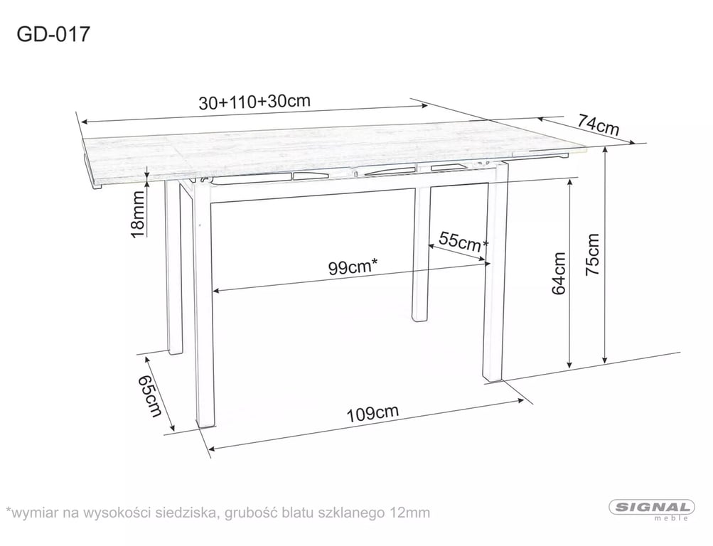 Stůl GD017 černá 110(170)x74 stOL gd017 černá 110(170)x74