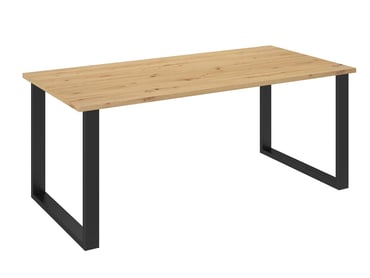 Masă industrială Wlora 185x90 cm - stejar artisan / picioare negre