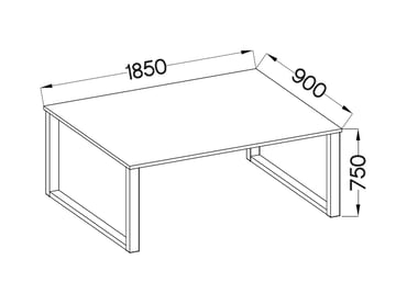 Jedálenský stôl Industriálny 185x90 - Dub Artisan Rozmery Stôlu