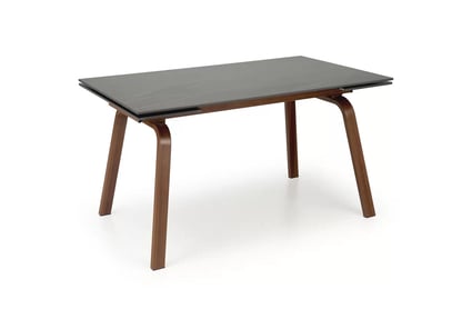 Masă pliabilă LOZANO 140-200 cm - Marmură neagră / nuc