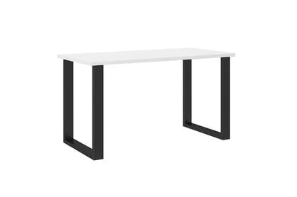 Masă industrială Wlora 138x67 cm - alb / picioare negre