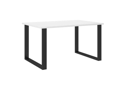 Masă industrială Wlora 138x90 cm - alb / picioare negre