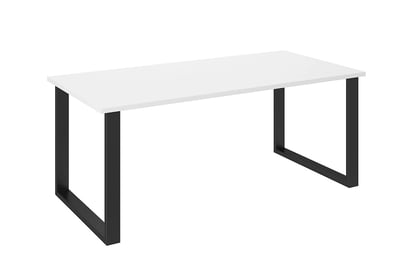 Masă industrială Wlora 185x90 cm - alb / picioare negre