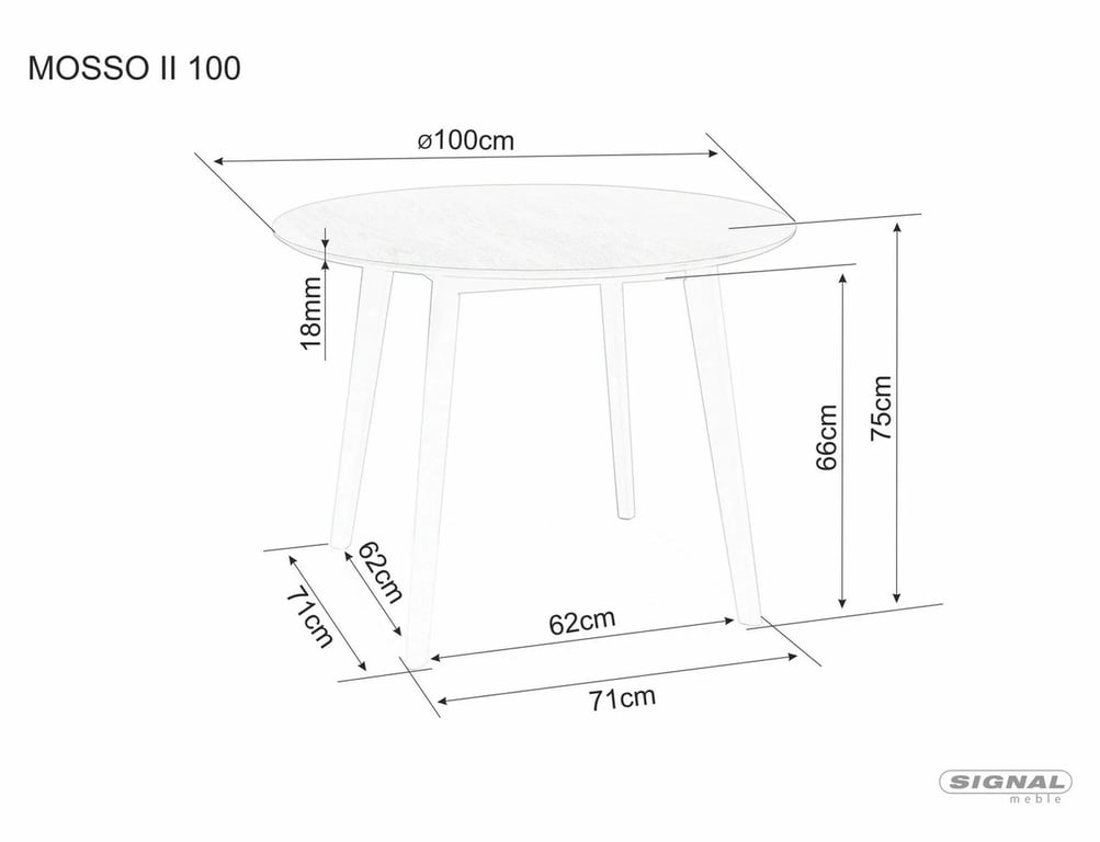 Stůl MOSSO II DUB 90x90 stOL mosso ii dAb 90x90